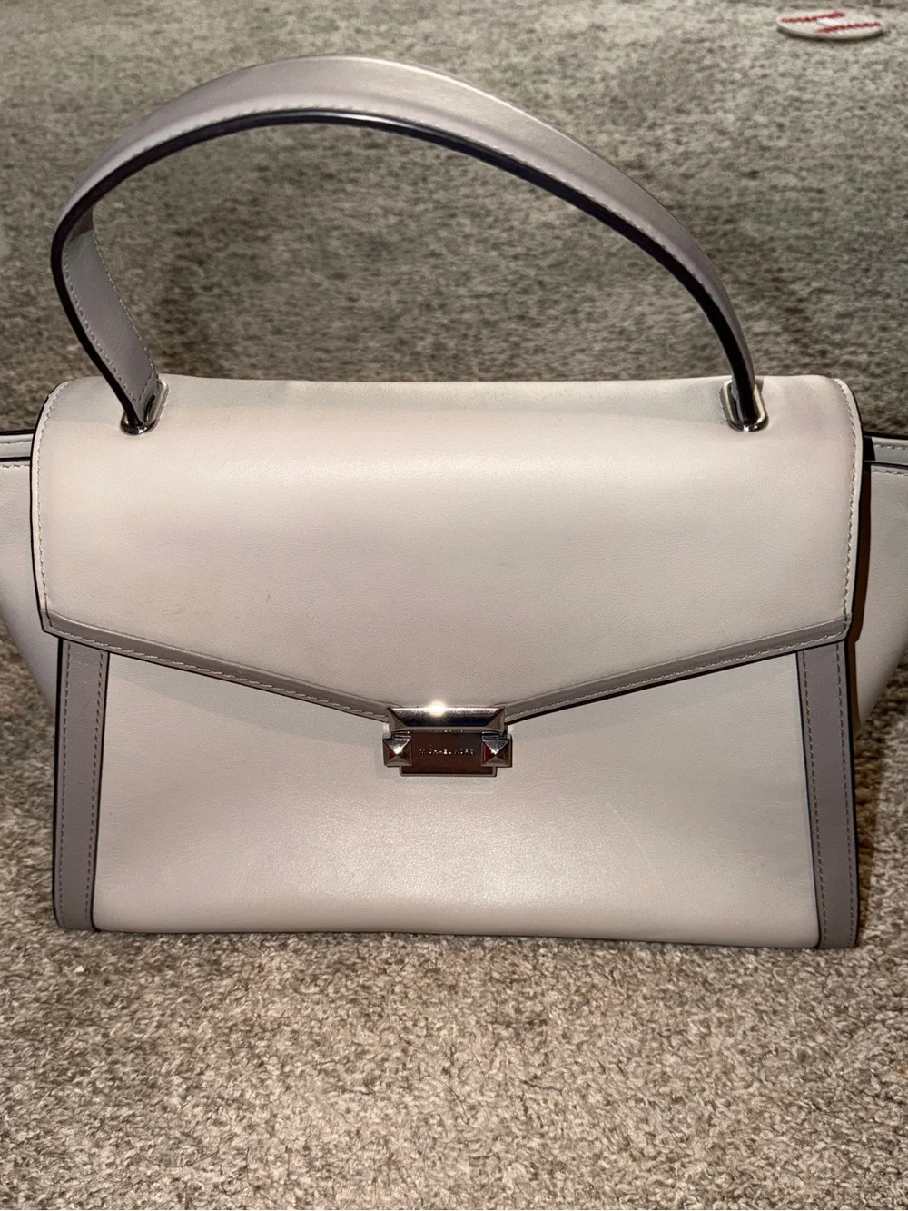 Michael Kors Light Gray and Pale Gray Leather Top-Handle Satchel